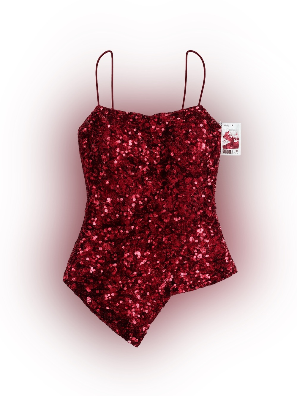 90s Deadstock Cache Burgundy Sequin Corset Tank Top Medium